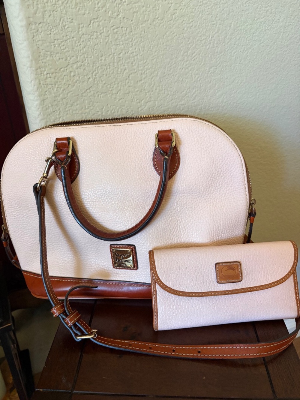 Dooney & Bourke Blush Pebble Leather Satchel + Wallet